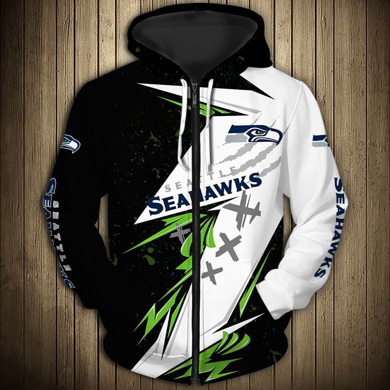 Seattle Seahawks Thunder Graphic All Over Print Hoodie Gifts For Fans