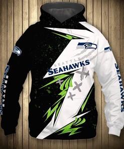 Seattle Seahawks Thunder Graphic All Over Print Hoodie Gifts For Fans