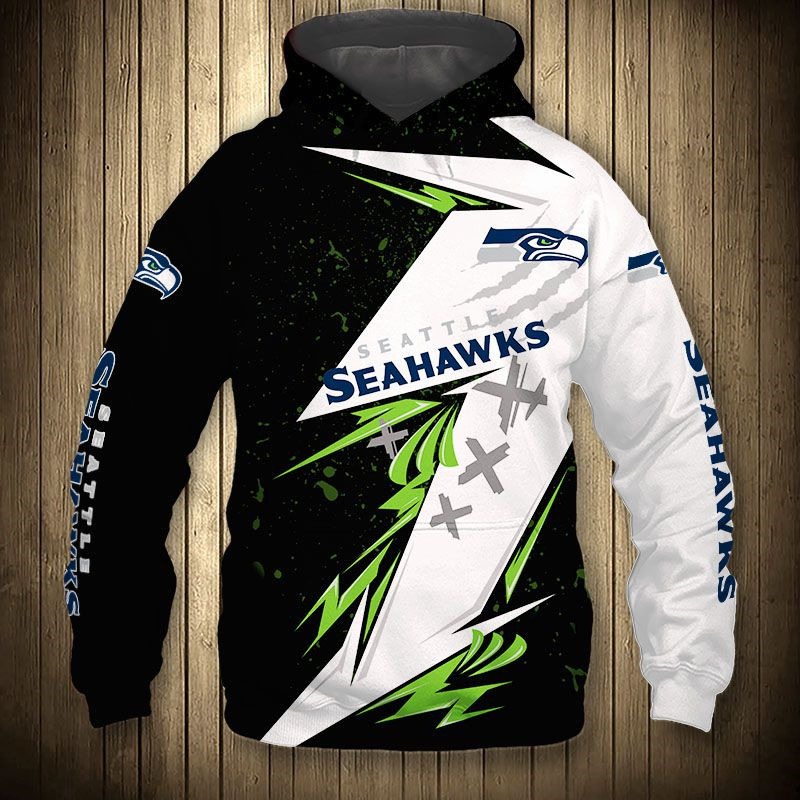 Seattle Seahawks Thunder Graphic All Over Print Hoodie Gifts For Fans