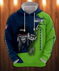 Seattle Seahawks Ultra Death Graphic All Over Print Hoodie - Halloween Gift