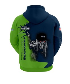 Seattle Seahawks Ultra Death Graphic All Over Print Hoodie - Halloween Gift