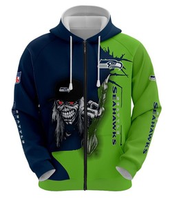 Seattle Seahawks Ultra Death Graphic All Over Print Hoodie - Halloween Gift