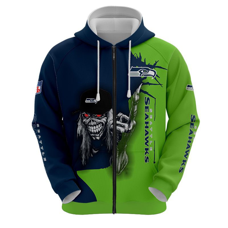 Seattle Seahawks Ultra Death Graphic All Over Print Hoodie - Halloween Gift
