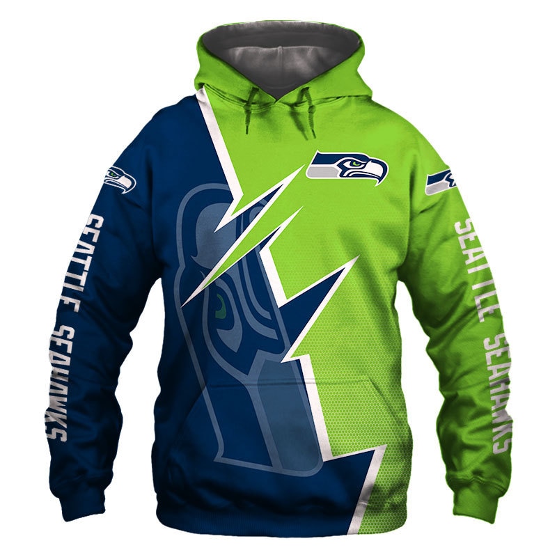 Seattle Seahawks Zigzag Graphic All Over Print Zip Hoodie Gifts For Fans