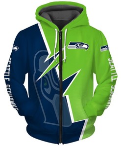 Seattle Seahawks Zigzag Graphic All Over Print Zip Hoodie Gifts For Fans