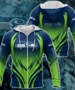 Seattle Seahawks Zipper Hoodie - 3D Custom Print All Over Print Hoodie - Gifts For Fans