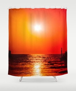 Seaview Sunset Shower Curtain with Nature Photography 