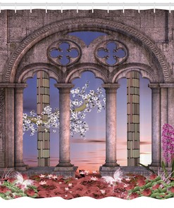 Secret Garden Fairytale Gothic Shower Curtain Enchanting Bathroom Decoration With Floral Print