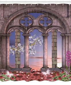 Secret Garden Fairytale Gothic Shower Curtain Enchanting Bathroom Decoration With Floral Print