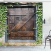 Secret Garden Wooden Door Print Shower Curtain, Spanish Antique Theme