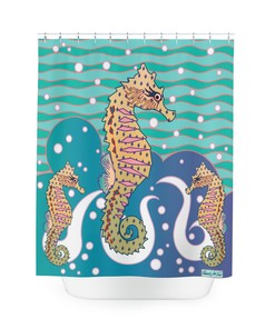 Seepferdchen Duschvorhang - Unique Printed Shower Curtain with Seashorse Design for Bathroom