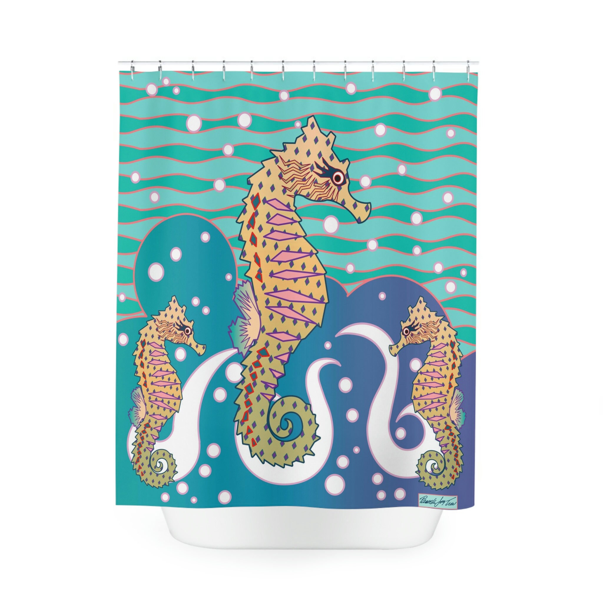Seepferdchen Duschvorhang - Unique Printed Shower Curtain with Seashorse Design for Bathroom