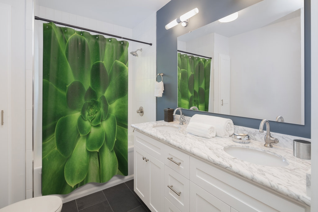 Sempervivum Garden Succulents Shower Curtain For Beautiful And Natural Bathroom Decor - Image 2