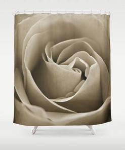 Sepia Rose Flower Nature Vintage Shower Curtain Ideas Waterproof Washable