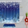 Serene Christmas Fir Forest Shower Curtain - Snowflakes And Stars Bathroom Decor
