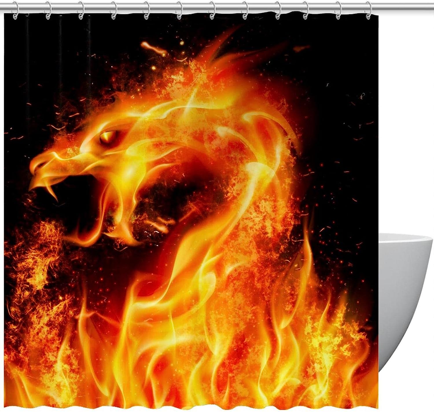 Serene Dragon Pattern Shower Curtain Set For Any Bathroom