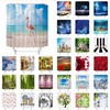 Serene Flamingo Forest Beach Scenery Shower Curtain For Nature Lovers