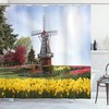 Serene Garden Tulips Windmill Shower Curtain Print for a Refreshing and Modern Bathroom Decor
