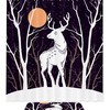 Serene Snow Deer Under Moon Waterproof Bathroom Shower Curtain