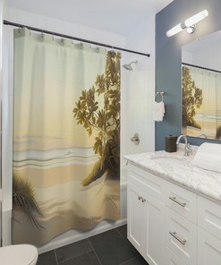 Serene Sunrise Minimalist Beach Vintage Shower Curtain Ideas Waterproof Washable
