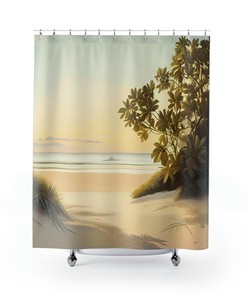 Serene Sunrise Minimalist Beach Vintage Shower Curtain Ideas Waterproof Washable