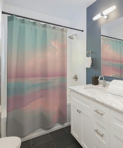 Serene Sunrise Tropical Beach Vintage Shower Curtain Ideas Waterproof Washable
