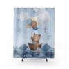 Serene Teddy Bear in a Row Boat at Sea Shower Curtain for Nautical Bathroom Decor