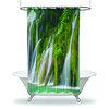 Serene Waterfall Lake And Trees Nature View Shower Curtain With Waterproof Fabric