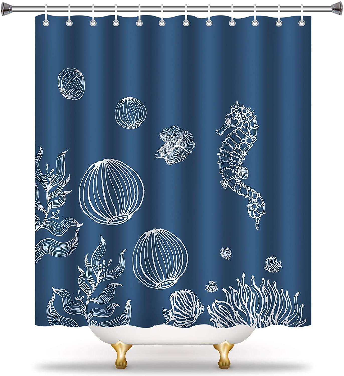 Serene and Beautiful Seahorse Shower Curtain for Coastal Bathroom Decor