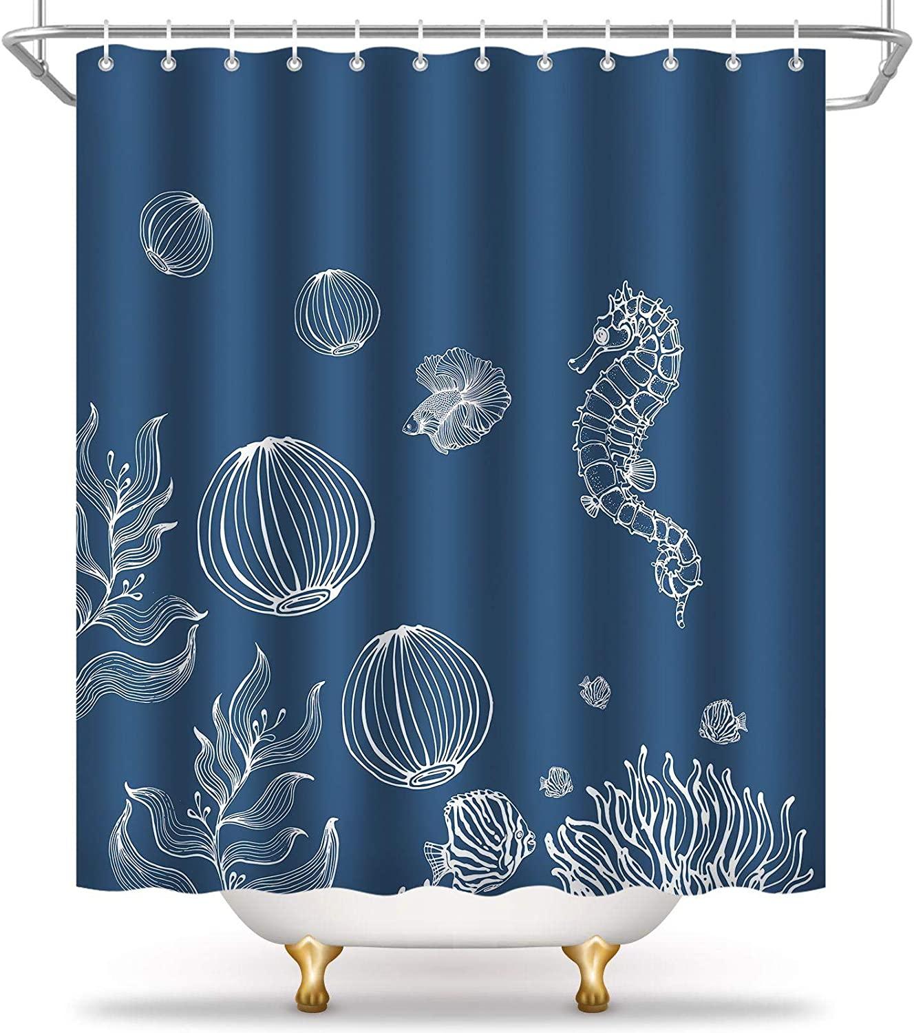 Serene and Beautiful Seahorse Shower Curtain for Coastal Bathroom Decor