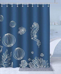Serene and Beautiful Seahorse Shower Curtain for Coastal Bathroom Decor