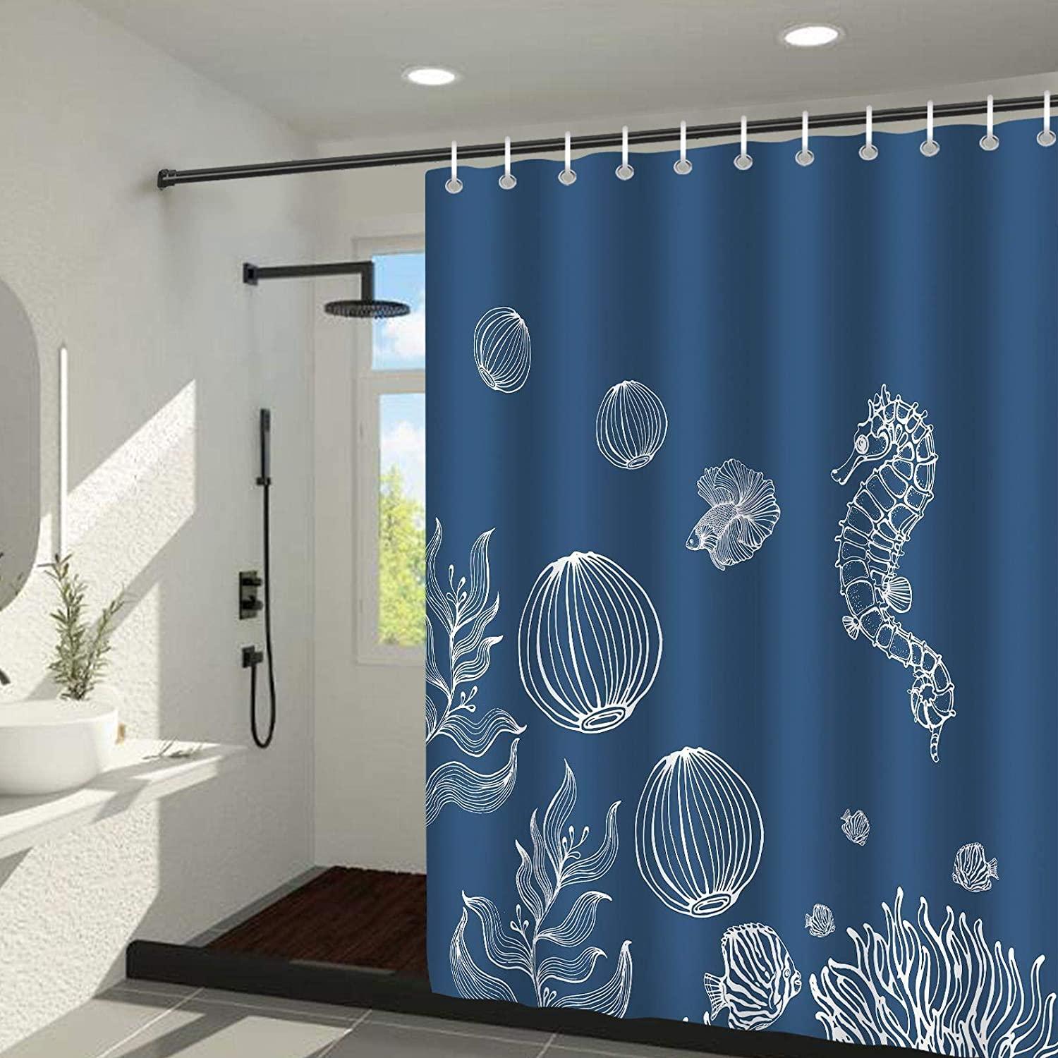Serene and Beautiful Seahorse Shower Curtain for Coastal Bathroom Decor
