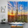 Serene and Natural Cactus Sunset Scenery Shower Curtain for Rustic Bathroom Decor