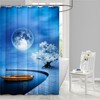 Set Sail To Relaxation With 3D Ocean Boat Harbor Moon Print Shower Curtain Bathroom Supplies