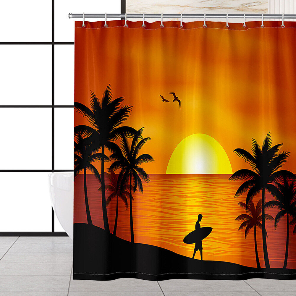 Setting Sun Beach Print Shower Curtain For A Relaxing Home Spa - Image 2