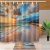 Setting Sun Shower Curtain - Beach Fabric Doormat Bathroom Decor