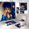 Sexy Afro Women African Shower Curtain Set With U Shape Mat & Bathroom Accessories