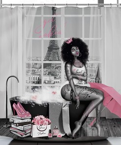 Sexy Black Girl Shower Curtain with Get Naked African American Woman Print