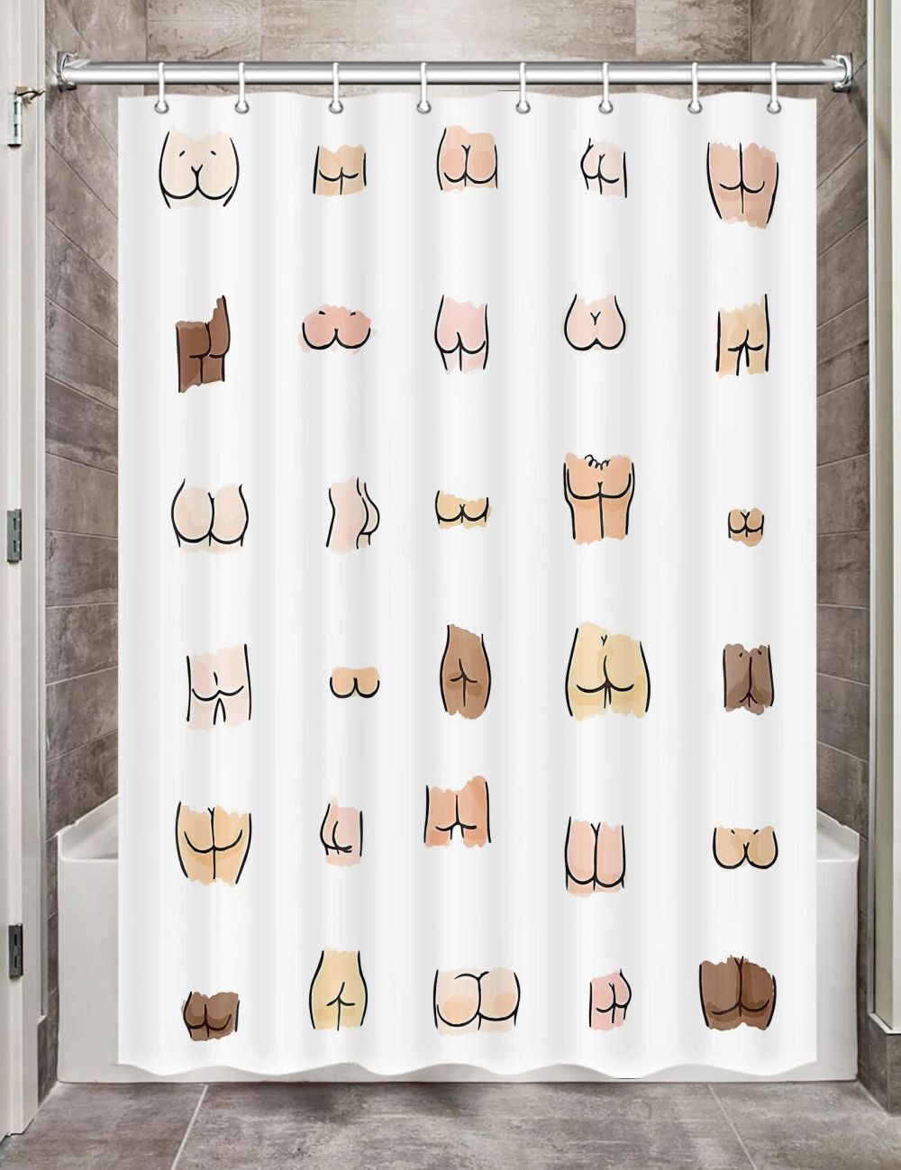 Sexy Butt Small Shower Curtain, Waterproof Fabric, Great for RV and Camper Bathrooms