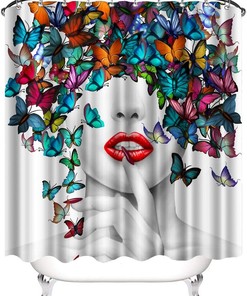 Sexy Butterfly Shower Curtain, 3D Print Waterproof Decor for Bathroom