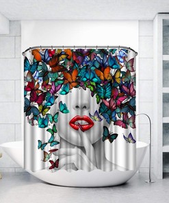 Sexy Butterfly Shower Curtain, 3D Print Waterproof Decor for Bathroom