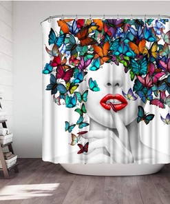 Sexy Butterfly Shower Curtain, 3D Print Waterproof Decor for Bathroom