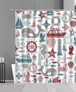 Sexy Mermaid Anime Shower Curtain with Ocean Mermaid Design - Waterproof Fabric Bath Decors