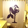 Sexy Mermaid Pin-Up Girl Shower Curtain, Bathroom Decor with Martini Print