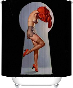 Sexy Snake Pin Up Girl Shower Curtain - Body Art Bathroom Decor