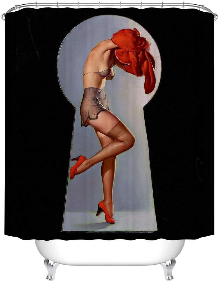Sexy Snake Pin Up Girl Shower Curtain - Body Art Bathroom Decor
