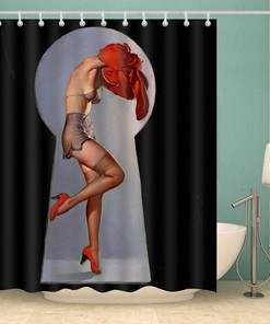 Sexy Snake Pin Up Girl Shower Curtain - Body Art Bathroom Decor