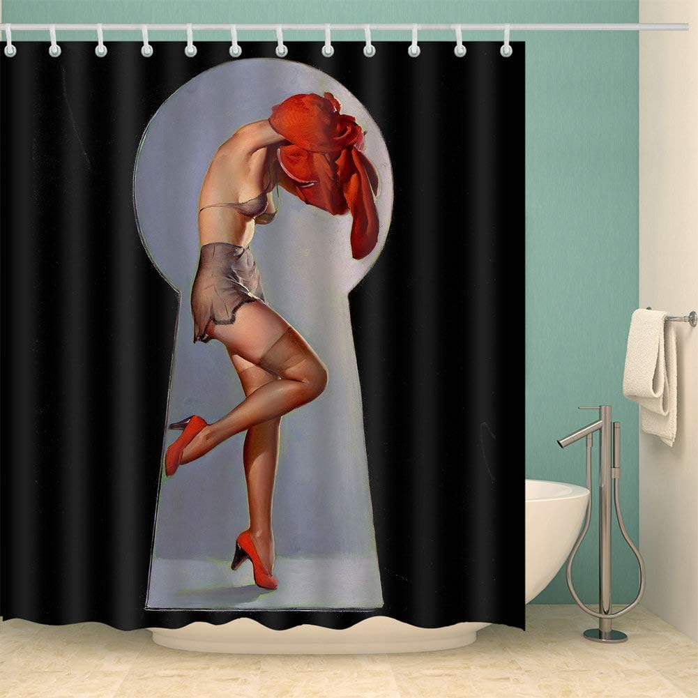 Sexy Snake Pin Up Girl Shower Curtain - Body Art Bathroom Decor