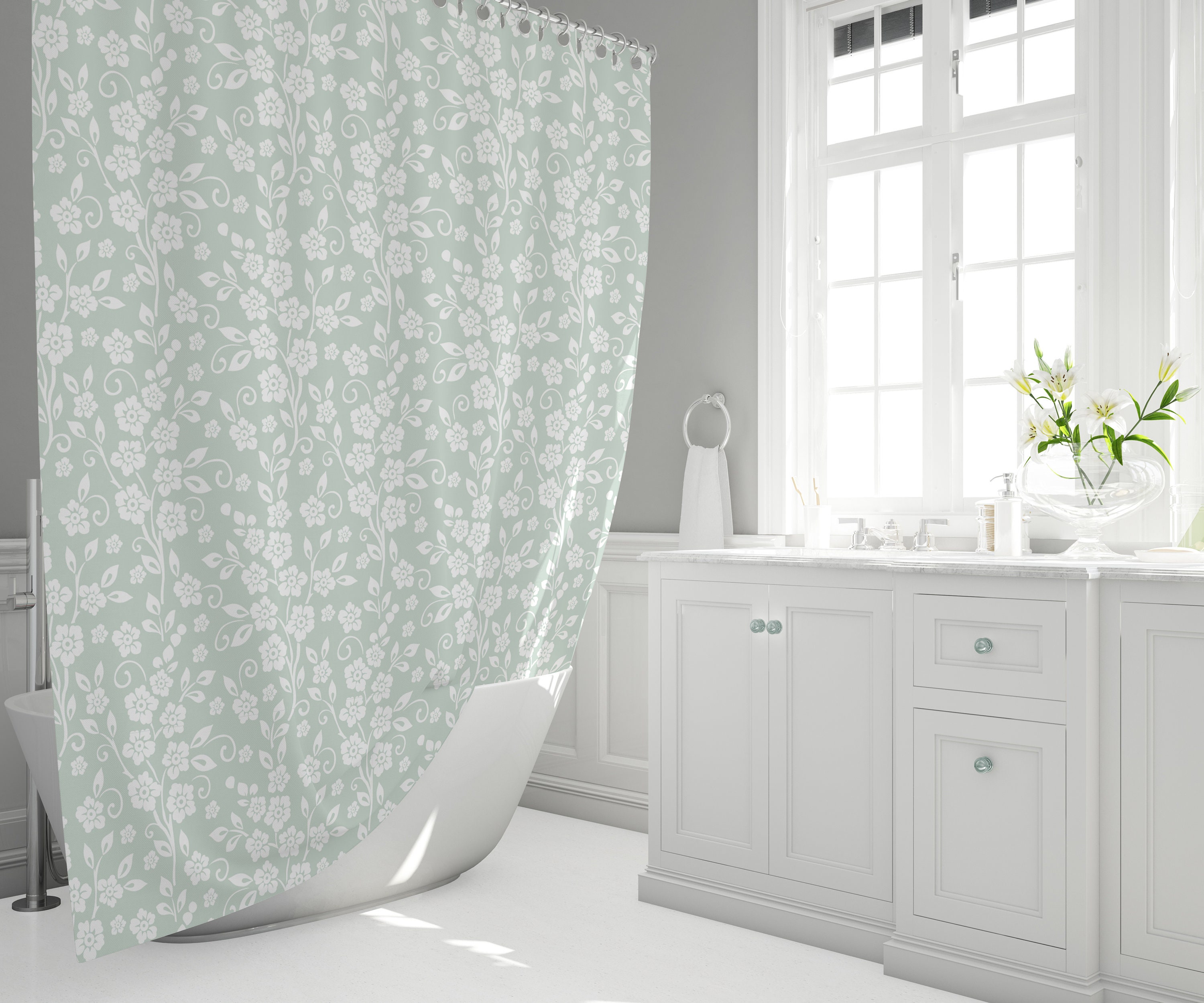 Shabby Chic Boho Farmhouse Botanical Shower Curtain With Nature'S Beauty