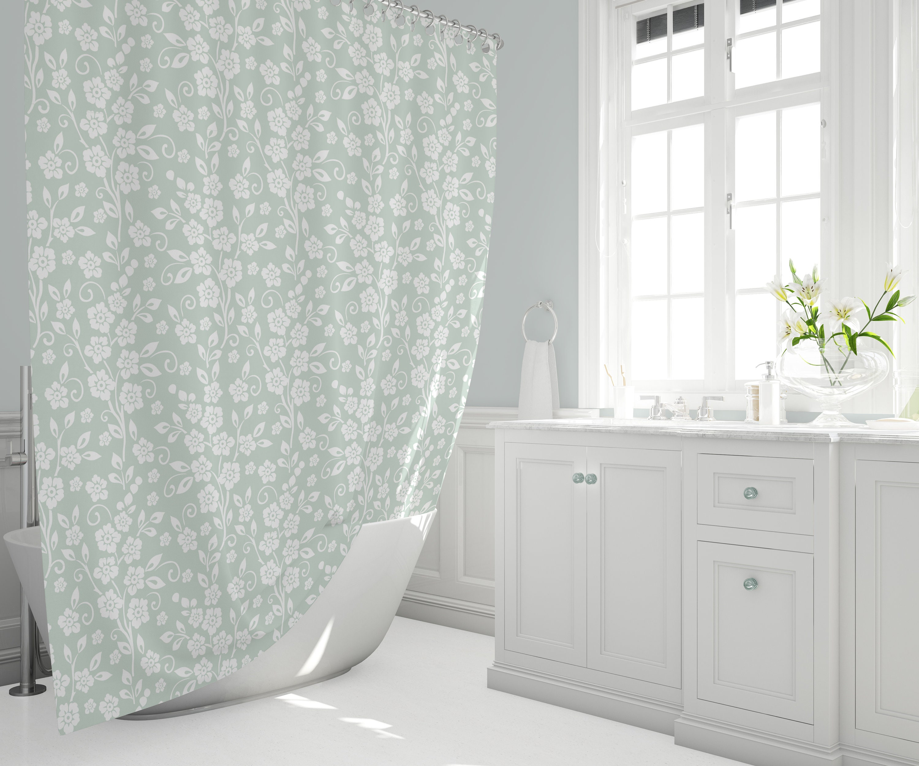 Shabby Chic Boho Farmhouse Botanical Shower Curtain With Nature'S Beauty